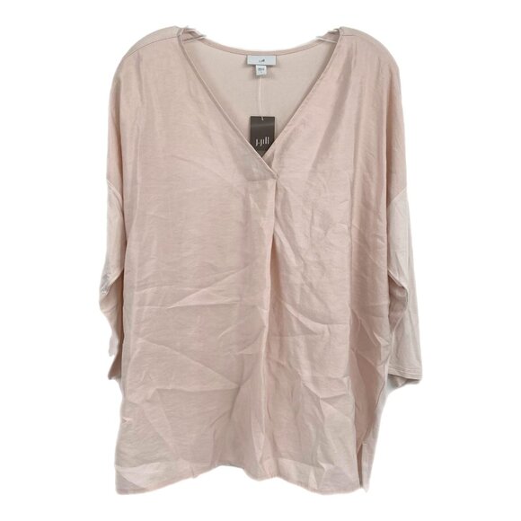J. Jill Pink V-Neck 3/4 Sleeve Blouse | Size L - Picture 1 of 7